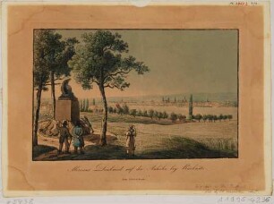 Blick von der Höhe im Süden Dresdens nach Norden auf die Stadt mit dem Denkmal für den französischen General der Befreiungskriege gegen Napoleon Jean Victor Moreau (1761-1813)