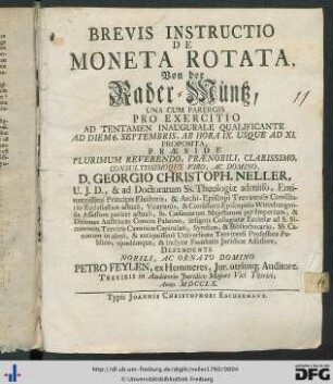 Brevis Instructio De Moneta Rotata