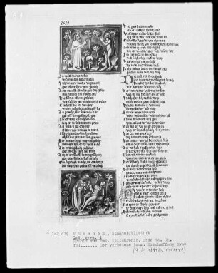 Rudolf von Ems, Weltchronik — Buchseite mit Miniaturen