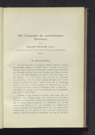 Die Copepoden der unterirdischen Gewässer.