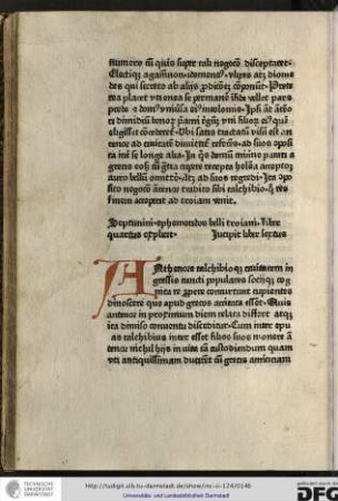 Septimi Ephemeridos belli Troiani liber quartus explicit. Incipit liber sextus (!).