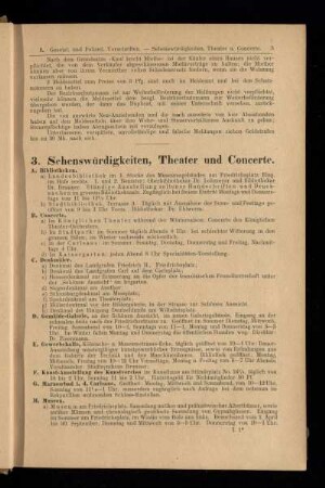 Sehenswürdigkeiten, Theater und Concerte