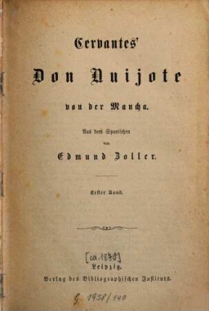 Cervantes' Don Quijote von der Mancha, 1