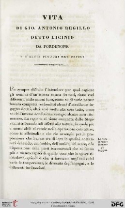 Vita di Gio. Antonio Regillo detto Licinio da Pordenone e d'altri Pittori del Friuli
