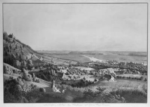 Dresden: Pillnitz und Umgebung : Pillnitz und Umgebung. Kolorierter Umrißradierung von J. F. Wizani, nach 1822