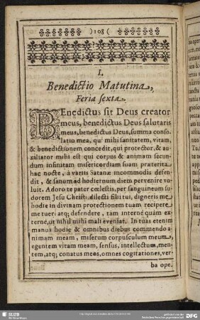 Benedictio Matutina, Feria sexta