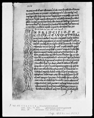 Ambrosius, Hexaemeron — Initiale I (n principio), Folio 2 verso