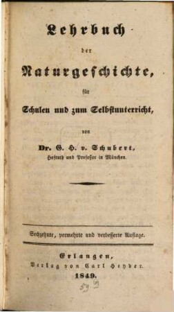 Lehrbuch der Naturgeschichte für Schulen und zum Selbstunterricht