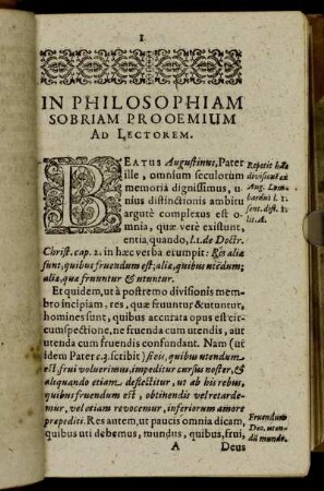 In Philosophiam Sobriam Prooemium Ad Lectorem.