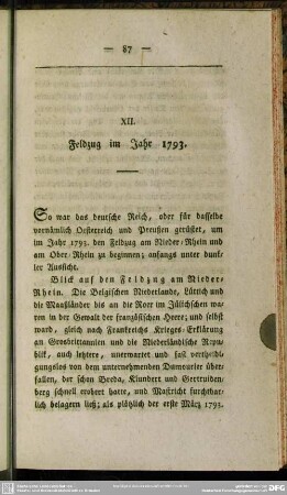 XII. Feldzug im Jahr 1793