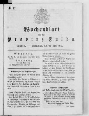 Nr. 17, Ausgabe vom 26. April 1845