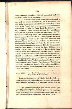 §. 16. Philosophie des Völkerrechts auf Grundlagen der Hegel'schen Rechtsauffassung.
