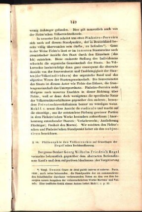 §. 16. Philosophie des Völkerrechts auf Grundlagen der Hegel'schen Rechtsauffassung.