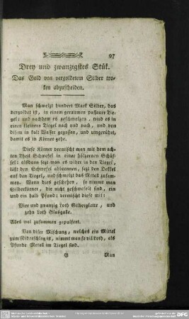 Drey und zwanzigstes Stük. Das Gold von vergoldetem Silber troken abzuscheiden