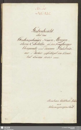 Grubenbericht über das Grubengebaeude Neuen Morgenstern Erbstolln, in der Freyberger Bergamts und dereren Halsbrükner Revier - 17.6761 4.