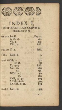 Index I. Dictorum Classicorum S. Probantium