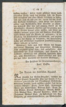 No. 10. Im Namen der fränkischen Republik