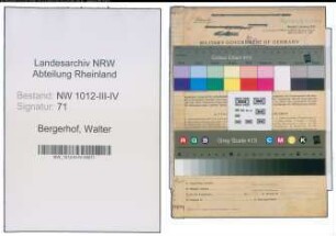 Entnazifizierung Walter Bergerhof , geb. 20.06.1904 (Kaufmann)