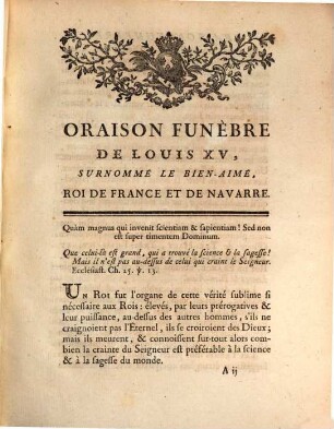 Oraison funebre de ... Louis XV. Roi de France