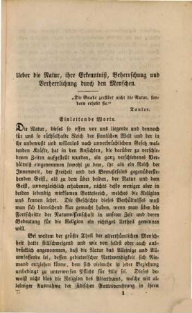 Ueber die Natur, ihre Erkenntniss, Beherrschung u. Verherrlichung durch den Menschen
