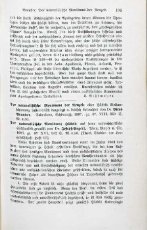 135-136 [Rezension] Brander, Vitus, Der naturalistische Monismus der Neuzeit