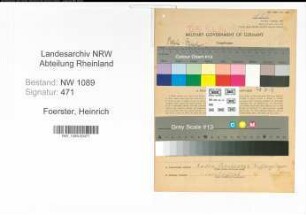 Entnazifizierung Heinrich Foerster , geb. 05.01.1898 (Polizeibeamter)