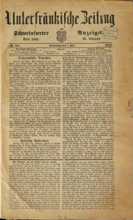 Unterfränkische Zeitung und Schweinfurter Anzeiger. 1880 = Jg. 13, 7 - 12