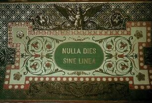 Voute, Ornamentfeld mit dem Motto: Nulla dies sine linea