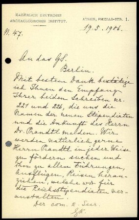 Bericht des zweiten Sekretars an das General-Sekretariat