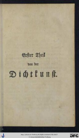 Erster Theil. Von der Dichtkunst.
