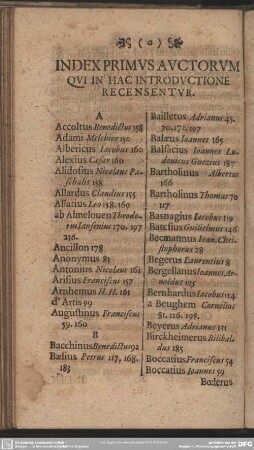 Index Primus Auctorum Qui In Hac Introductione Recensentur