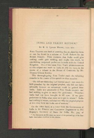 India and Tariff Reform.