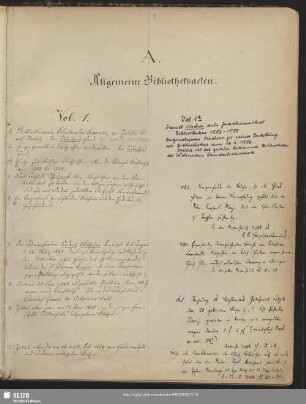 I.A. Allgemeine Bibliotheksacten (Vol.1-19.e)