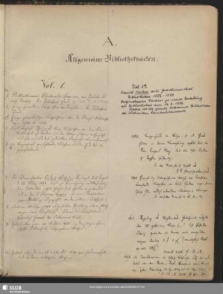 I.A. Allgemeine Bibliotheksacten (Vol.1-19.e)