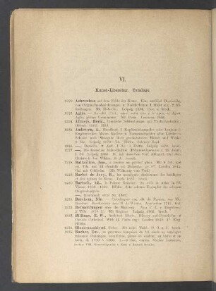 VI. Kunst-Literatur. Cataloge