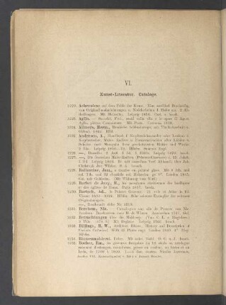 VI. Kunst-Literatur. Cataloge