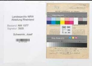 Entnazifizierung Josef Schwemin , geb. 24.03.1898 (Polizist)