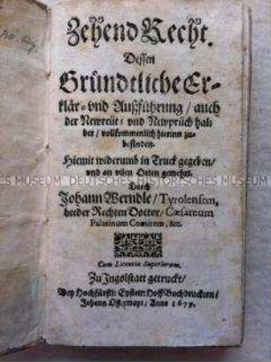 Juristische Abhandlung über das Zehntrecht