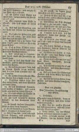 Der 106. Psalm. Der Israeliten Aussöhnung mit GOtt
