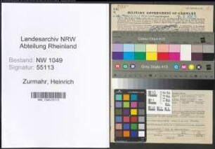 Entnazifizierung Heinrich Zurmahr , geb. 22.09.1896 (Postwart)
