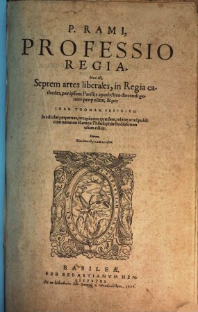 Professio Regia : h.e. septem artes liberales
