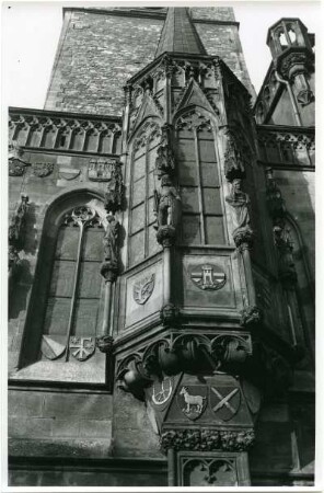 Gotischer Erker am altstädter Rathaus, Prag, Böhmen und Mähren