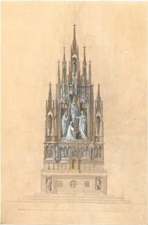 Berger, Mathias; München; Liebfrauendom (Frauenkirche), Kanzel und Seitenaltar - Aufriss