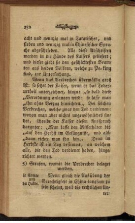 5) Strafen, womit die Verbrecher beleget werden.