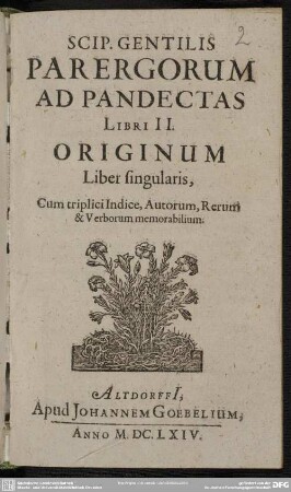 Scip. Gentilis Parergorum Ad Pandectas Libri II.