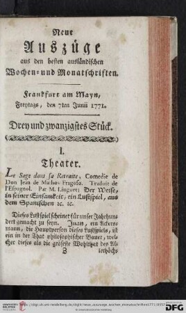(Drey und zwanzigstes Stück. Freytags, den 7ten Junii 1771 - Sechs und zwanzigstes Stück. Freytags, 28ten Junii 1771)