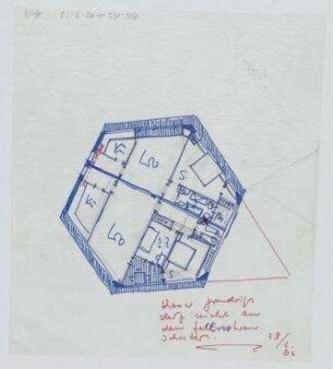 "Sternhaus" am Kleinen Wannsee (nicht realisiert) – Grundriss. Berlin-Wannsee, Bismarckstraße