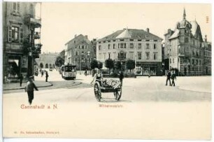 Cannstadt. Wilhelmsplatz mit Straßenbahn