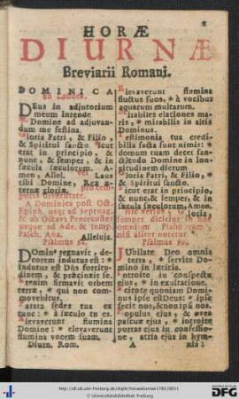 Horae Diurnae Breviarii Romani.