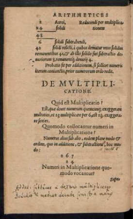 De Multiplicatione.